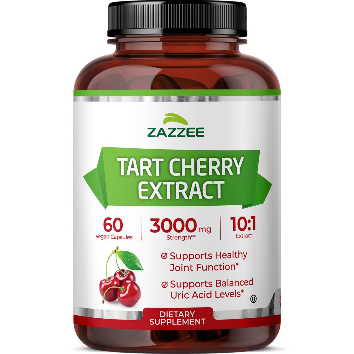 Zazzee Tart Cherry 10:1 Extract β 3000 mg per Capsule, 60 Vegan Capsules, 2-Month Supply, Certified Kosher, Gluten Free, Non-GMO