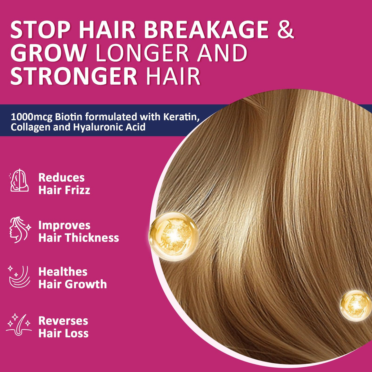 ZEBORA Biotin Gummies for Hair, Skin & Nails | Biotin, Zinc & Vitamins β 90 Blueberry Gummies