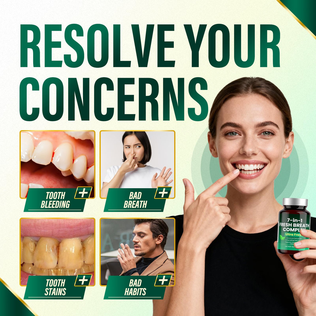 Zero Breath Bad Breath Capsules β 7-in-1 Breath Freshener | Organic Chlorophyllin, Probiotics, Mint