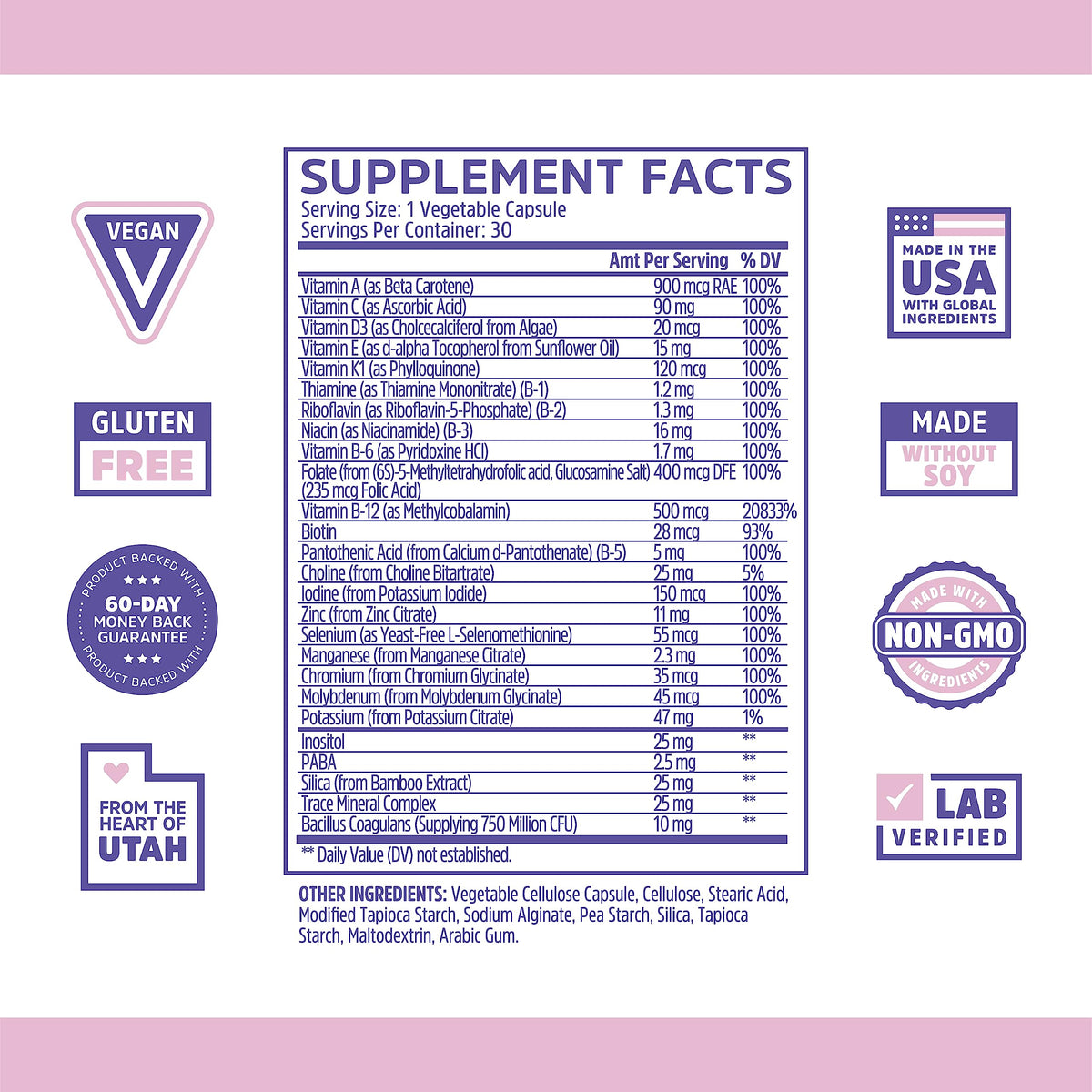 Zhou Daily Boost Probiotic Multivitamin for Women & Men | Immune Support, Energy & Eye Health β 30 Veggie Capsules