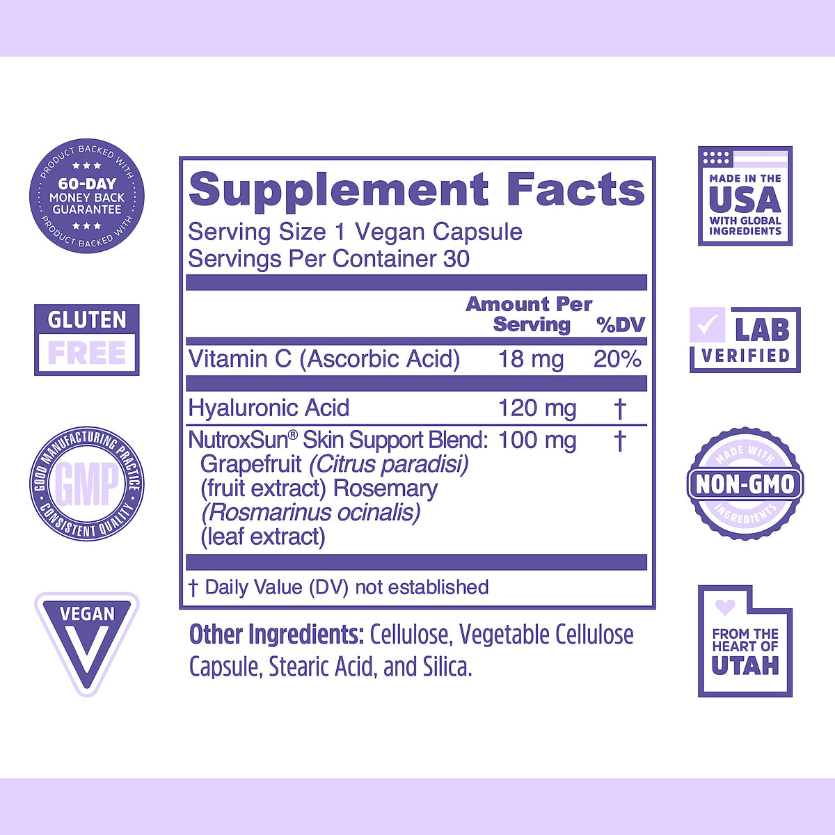 Zhou Glowfluence β Hyaluronic Acid Supplement with Vitamin C & Antioxidants