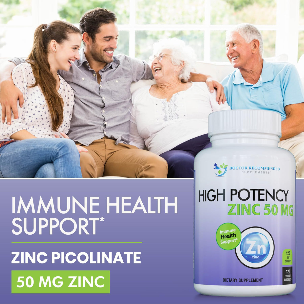 Zinco Picolinato 50mg – Supporto Immunitario | 120 Capsule Vegetali | Zinco ad Alta Potenza