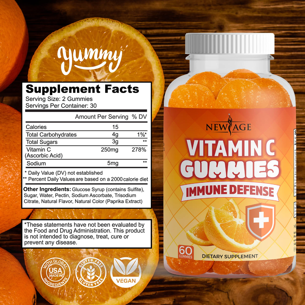 Zinco Gommose Confezione da 2 – Integratore di Zinco da 50 mg per il Sistema Immunitario con Vitamina C | Non-GMO | New Age