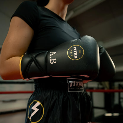 10oz Horsehair Lace-Up Fight Gloves – Midnight Black