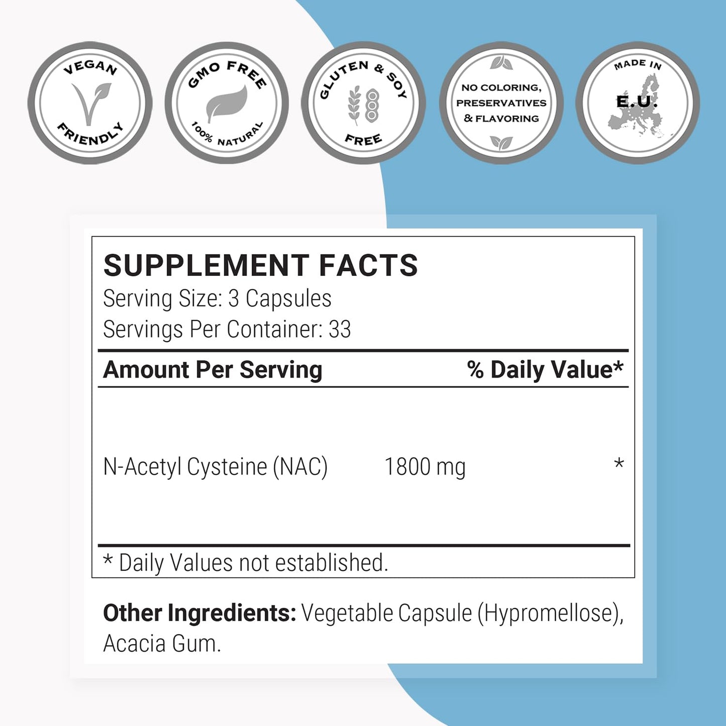 Supersmart N-Acetyl Cysteine 1800mg - High Absorption NAC Supplement | Non-GMO & Gluten Free
