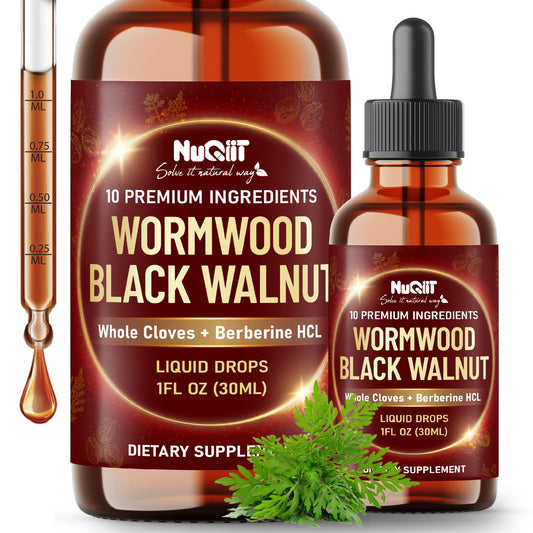 10in1 Wormwood Liquid Drops with Wormwood, Black Walnut, Whole Cloves, Berberine, Milk Thistle, Turmeric, Ginger, Milk Thistle and More - 30ml Liquid Drops for 30Days