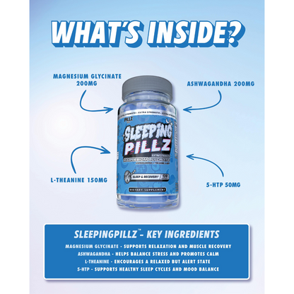SleepingPillz™ – جلايسينات المغنيسيوم، الأشواغاندا، إل-ثيانين، و5-HTP
