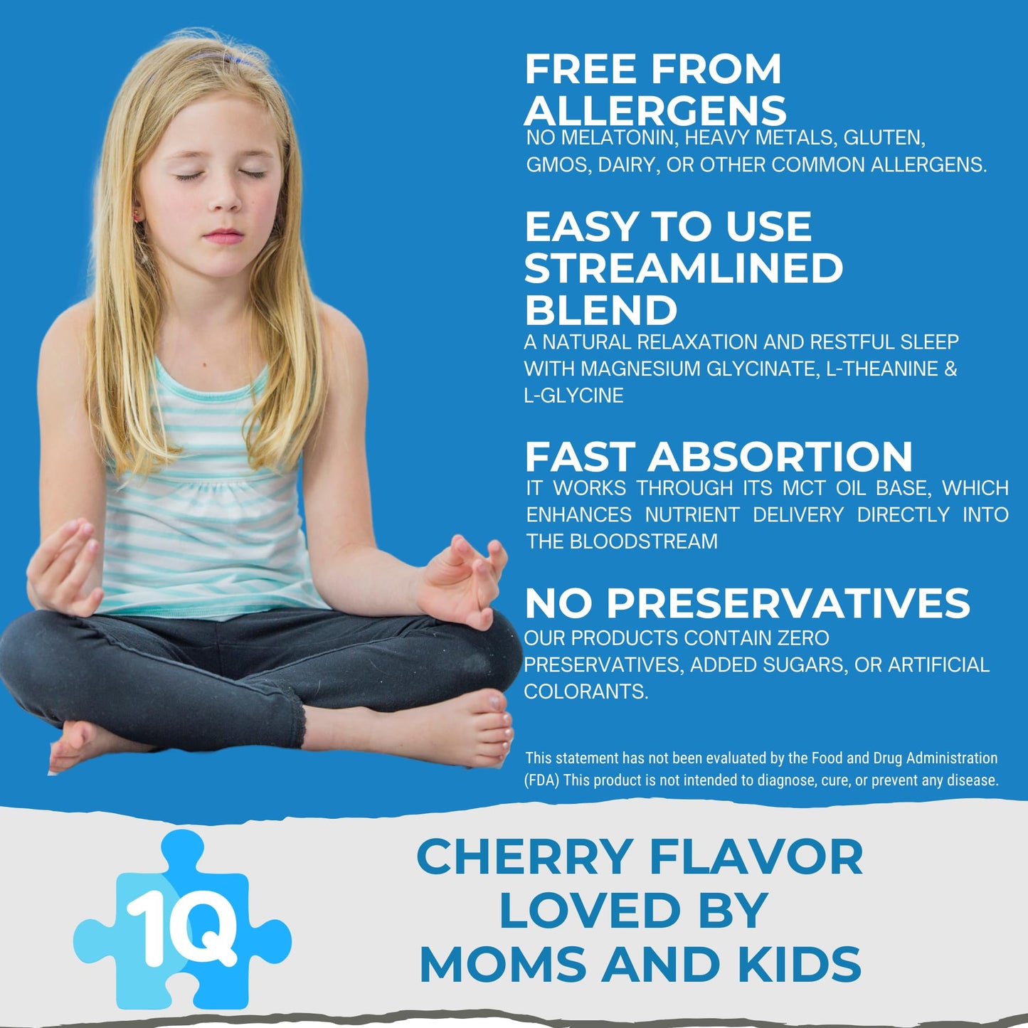 1Q Relax – Liquid Calm Drops for Kids | Magnesium Glycinate, L-Theanine & L-Glycine