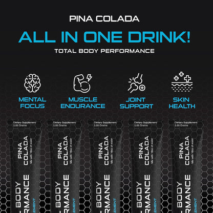 4D Total Body Supplements - Pina Colada 5 Unit Drink Mixes - Electrolytes, Aminos, Vitamins & Energy Powder Packets - Zero Calories & Sugars - Gluten Free, Non-GMO, Keto & Vegan Friendly