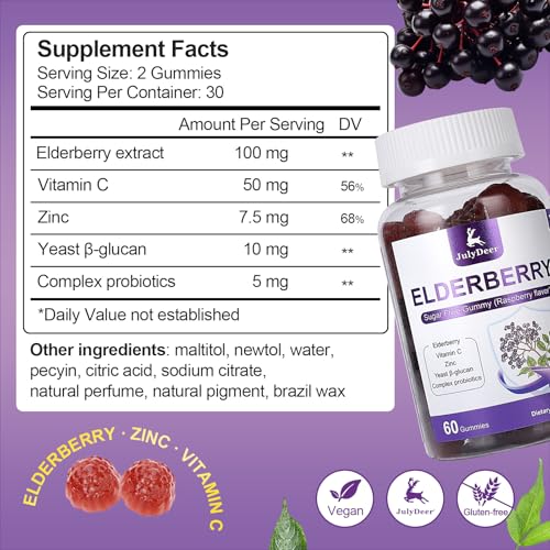 Sambucus Elderberry Gummies – Immune Support for Adults & Kids 4+, 5-in-1, Non-GMO, Gluten Free