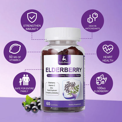 Sambucus Elderberry Gummies – Immune Support for Adults & Kids 4+, 5-in-1, Non-GMO, Gluten Free