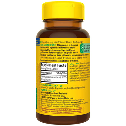 Nature Made Vitamin D3 5000 IU Softgels – 90 Count, 90 Day Supply