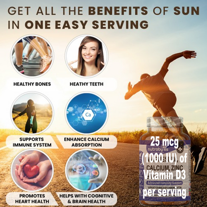 Magnesium, Calcium, Zinc & Vitamin D3 (Vegan D3) - Advanced Immunity Support, 6 Months Supply | Made in the UK