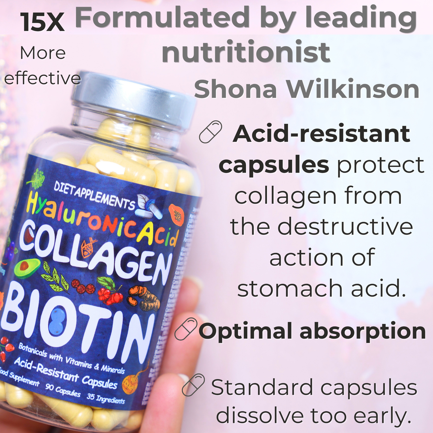 Complete Hair, Skin, Nails Supplement! Marine Collagen, Hyaluronic Acid, Biotin, Vitamins, Minerals, Superfood - 35 Ingredients