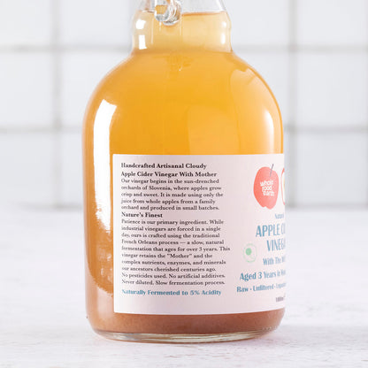 Natural Apple Cider Vinegar With "Mother" 1X1L | Raw | Unpasteurised | Unfiltered | GMO Free