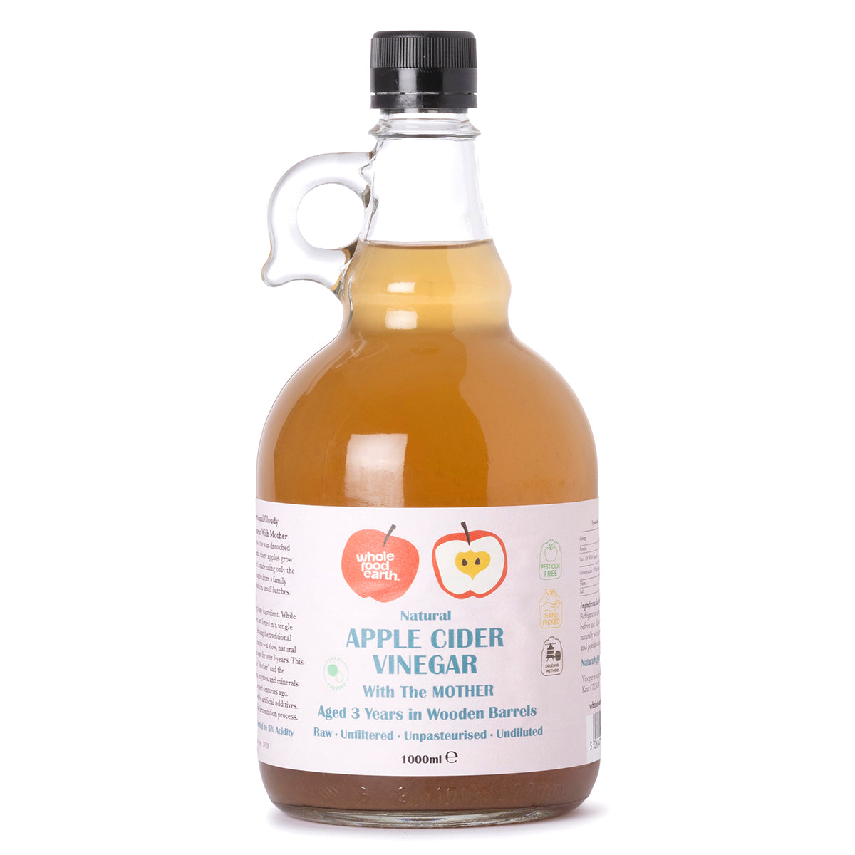 Natural Apple Cider Vinegar With "Mother" 1X1L | Raw | Unpasteurised | Unfiltered | GMO Free