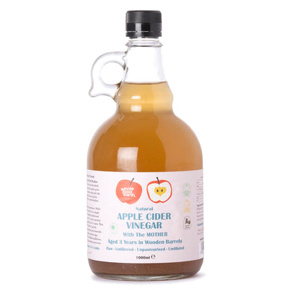 Natural Apple Cider Vinegar With "Mother" 1X1L | Raw | Unpasteurised | Unfiltered | GMO Free