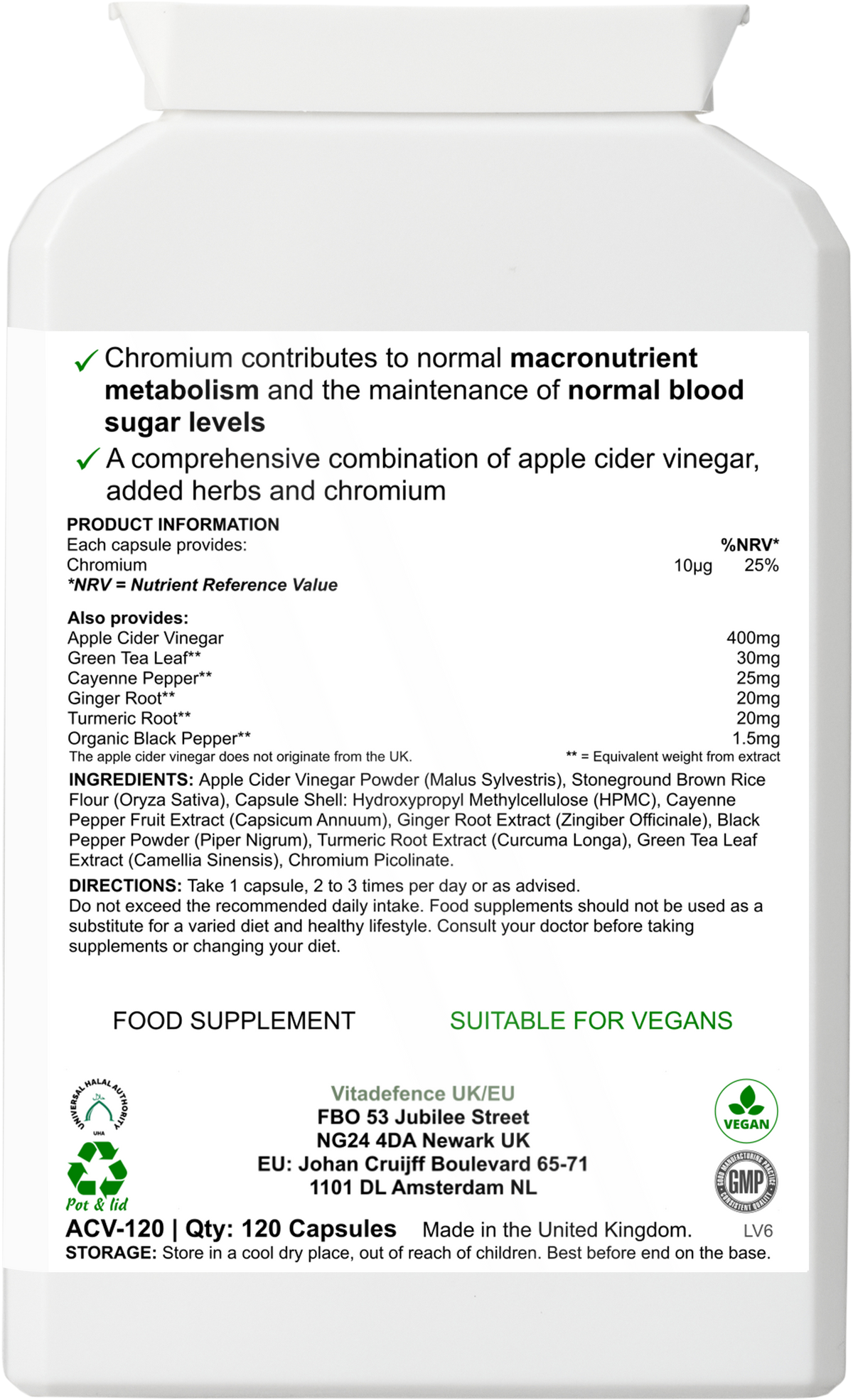 Mela Multi al sidro | Con Cromo, Curcuma ed Erbe Officinali – 120 Capsule Vegane