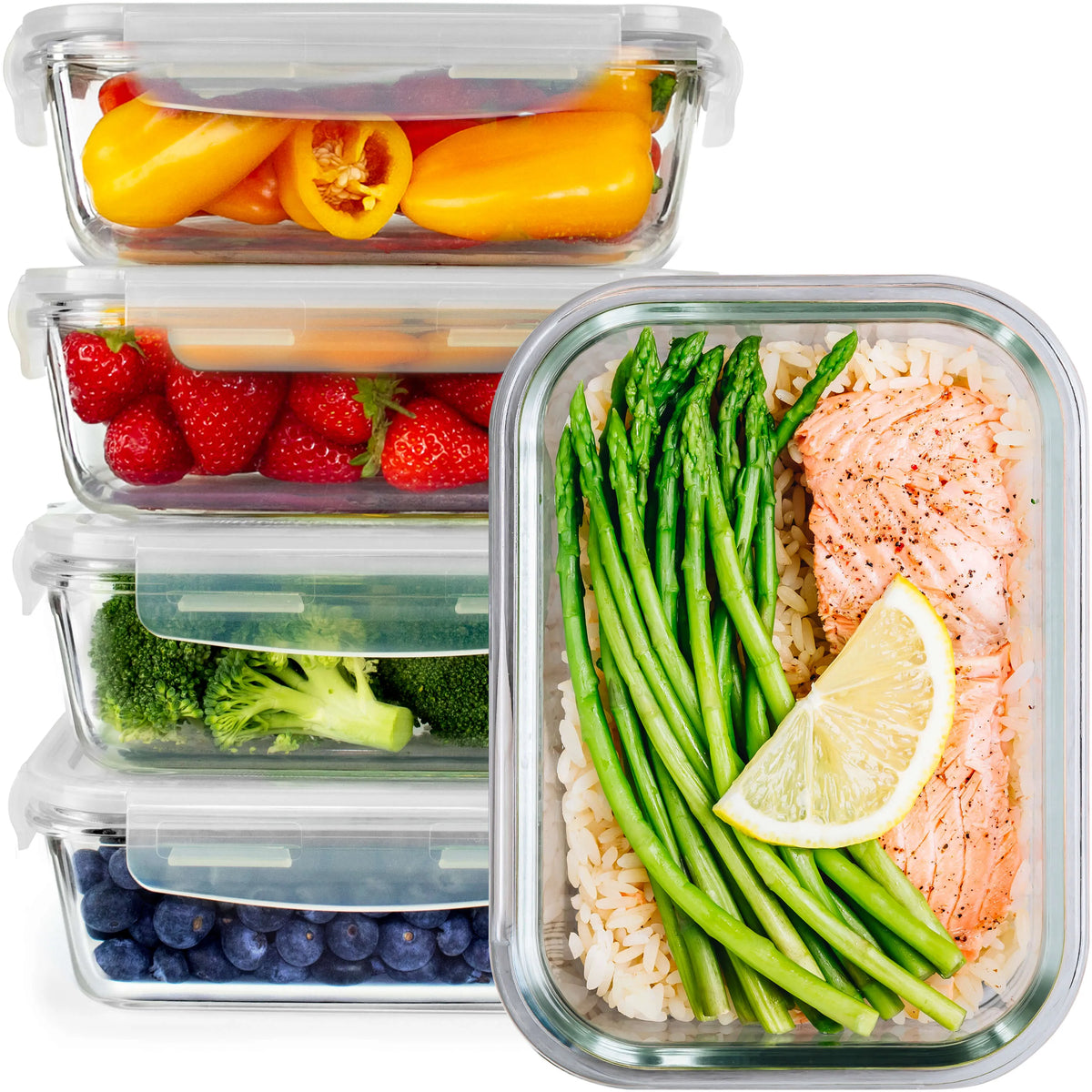 Glass Meal Prep Containers – Freezer & Oven Safe | 5 Pack