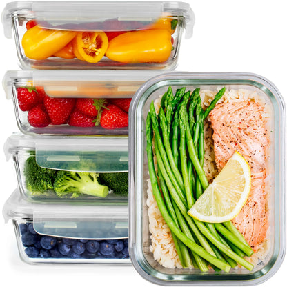 Glass Meal Prep Containers – Freezer & Oven Safe | 5 Pack