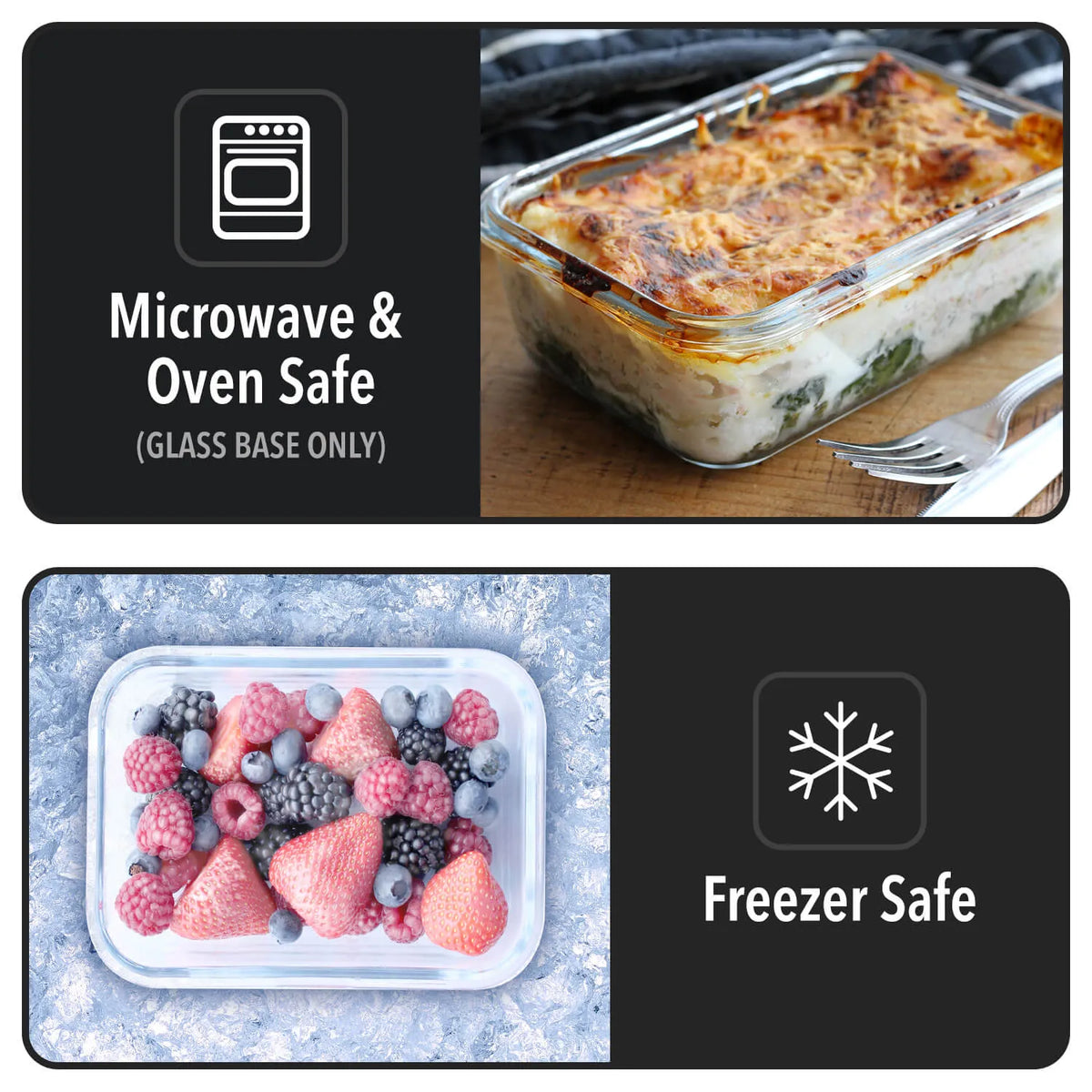 Glass Meal Prep Containers – Freezer & Oven Safe | 5 Pack