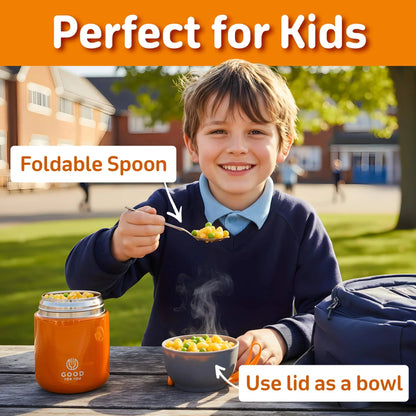 Insulated BPA-Free Kids Food Flask 530ml – Hot Lunches | Orange