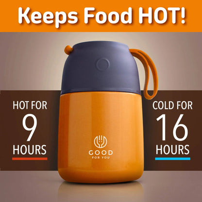 Insulated BPA-Free Kids Food Flask 530ml – Hot Lunches | Orange