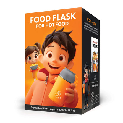Insulated BPA-Free Kids Food Flask 530ml – Hot Lunches | Orange