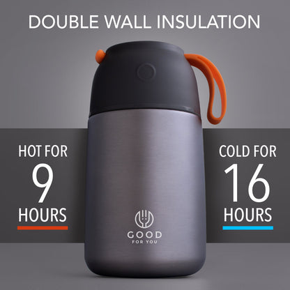 Insulated BPA-Free Food Flask 730ml – No Microwave | Grey