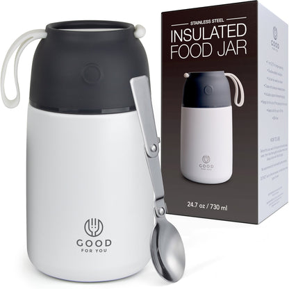 Insulated BPA-Free Food Flask 730ml – No Microwave | White