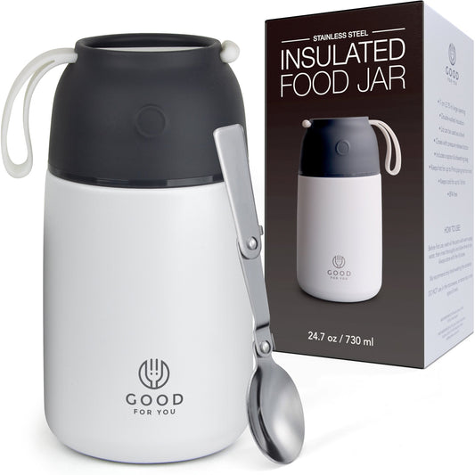 Insulated BPA-Free Food Flask 730ml – No Microwave | White