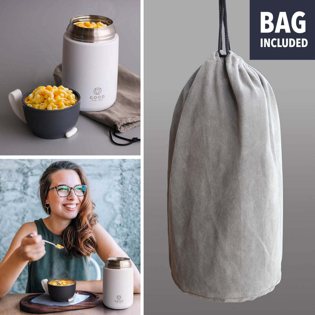 Insulated BPA-Free Food Flask 730ml – No Microwave | White