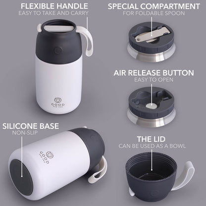 Insulated BPA-Free Food Flask 730ml – No Microwave | White
