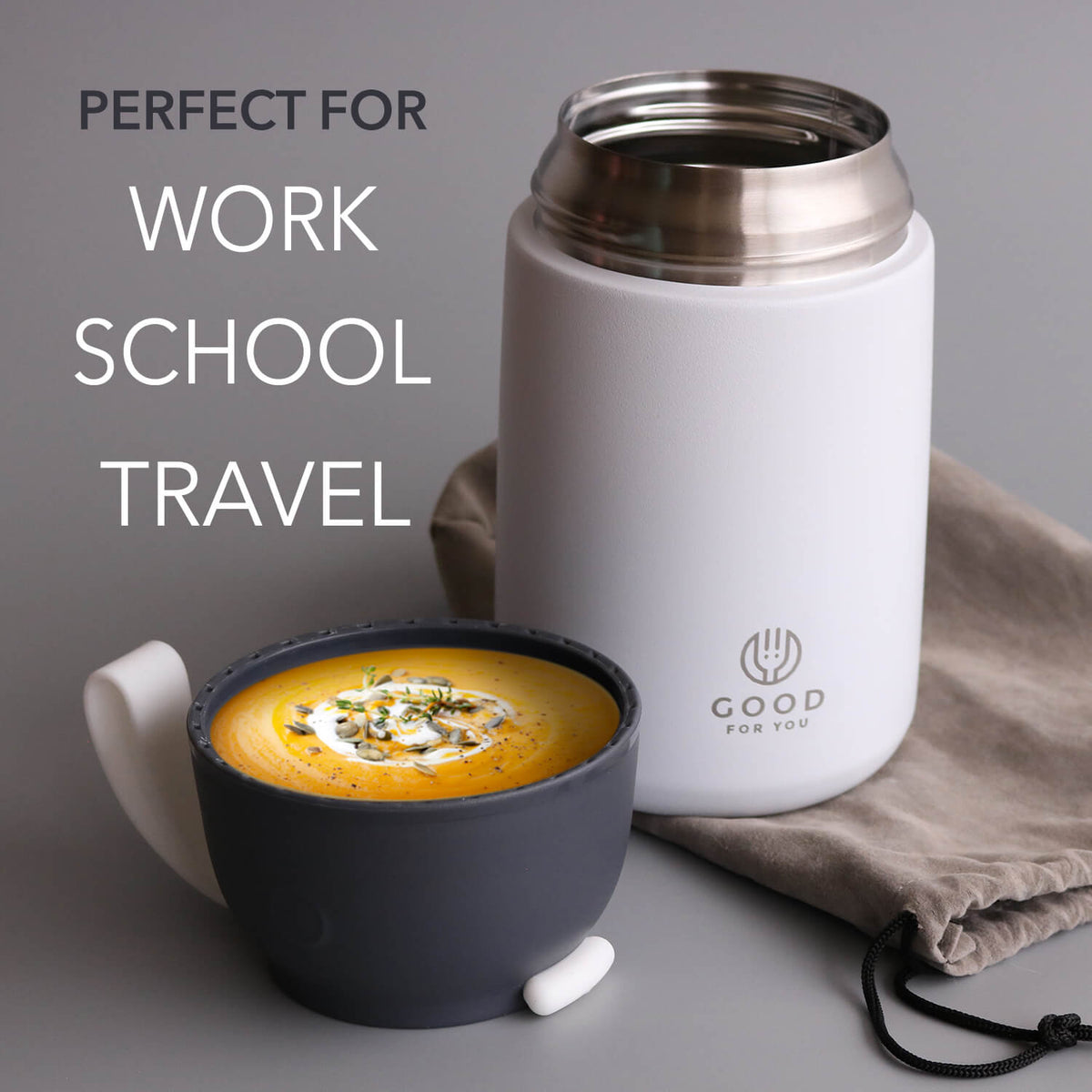 Insulated BPA-Free Food Flask 730ml – No Microwave | White
