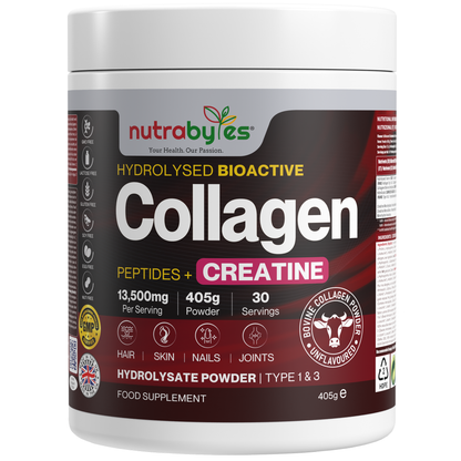 Collagen Powder with Creatine Monohydrate | Ultimate Beauty & Fitness Combo | Unflavoured | 405g