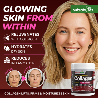 Collagen Powder with Creatine Monohydrate | Ultimate Beauty & Fitness Combo | Unflavoured | 405g