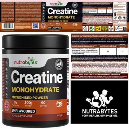 Creatine Monohydrate Powder 300g (100 Servings) – Pure Micronised Creatine Powder Supplement for Men & Women, Pre & Post Workout Strength, Muscle Growth & Recovery, Vegan – Unflavoured