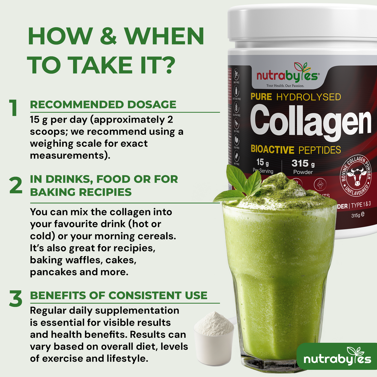 Collagen Powder 315g, Gold Standard Grass Fed Bovine Hydrolysed Peptides - High Levels of 9 Essential Amino Acids, Collagen Supplements, Protein Powder for Hair Skin Nails Joints, Made in UK