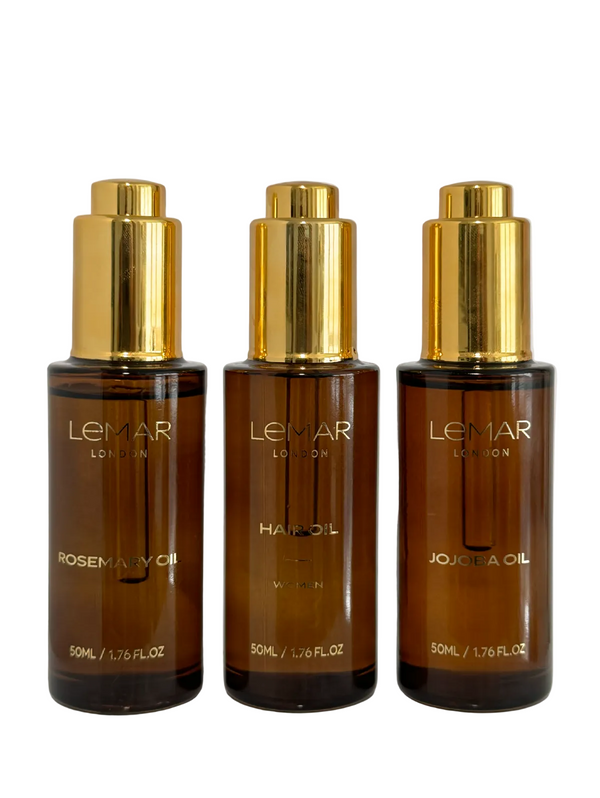 Lemar 100% Pure Rosemary Oil, Women's Hair Oil & Jojoba Oil Bundle