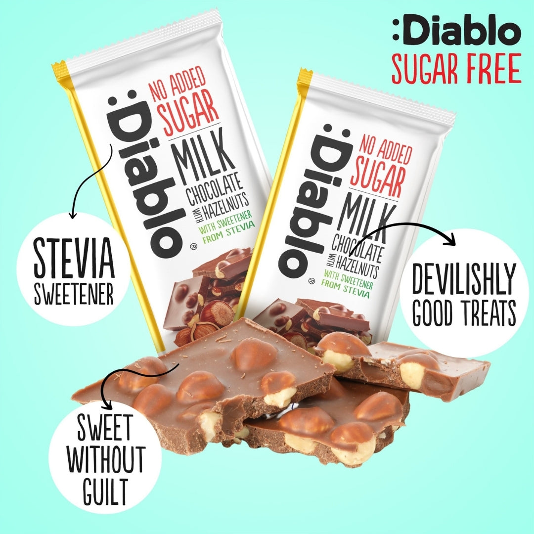 Diablo Stevia Milk Chocolate with Hazelnuts (75g)