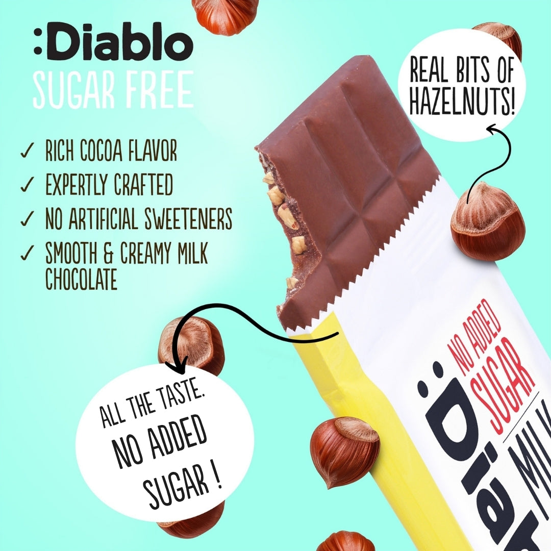 Diablo Stevia Milk Chocolate with Hazelnuts (75g)