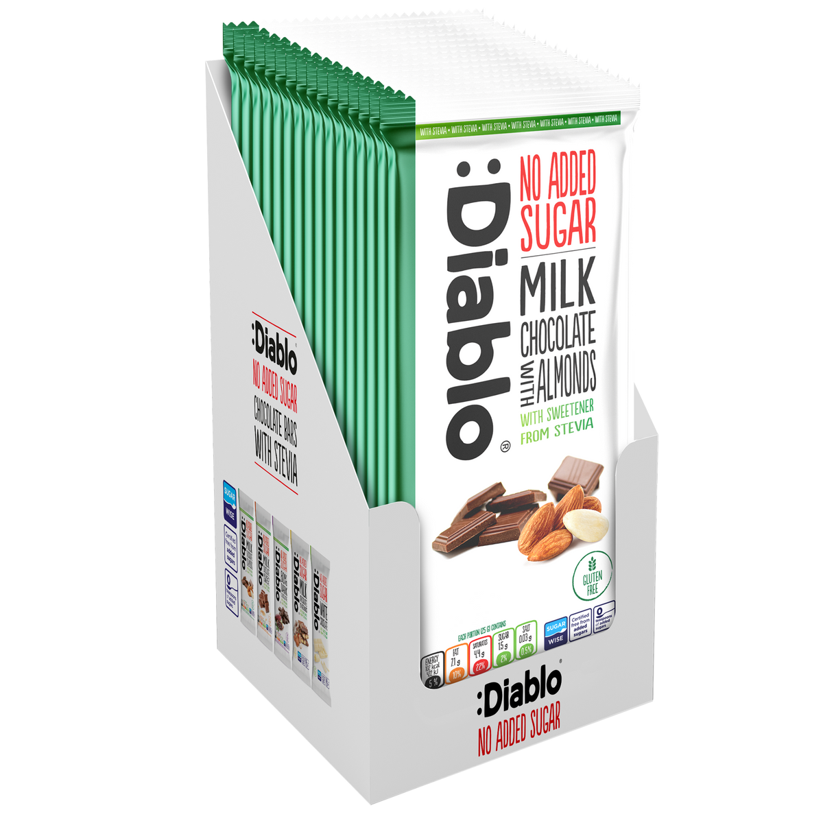 Milk Chocolate with Almonds with Stevia (75g)