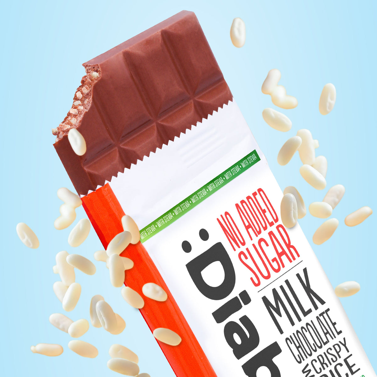 Milk Chocolate with Crispy Rice with Stevia (75g)