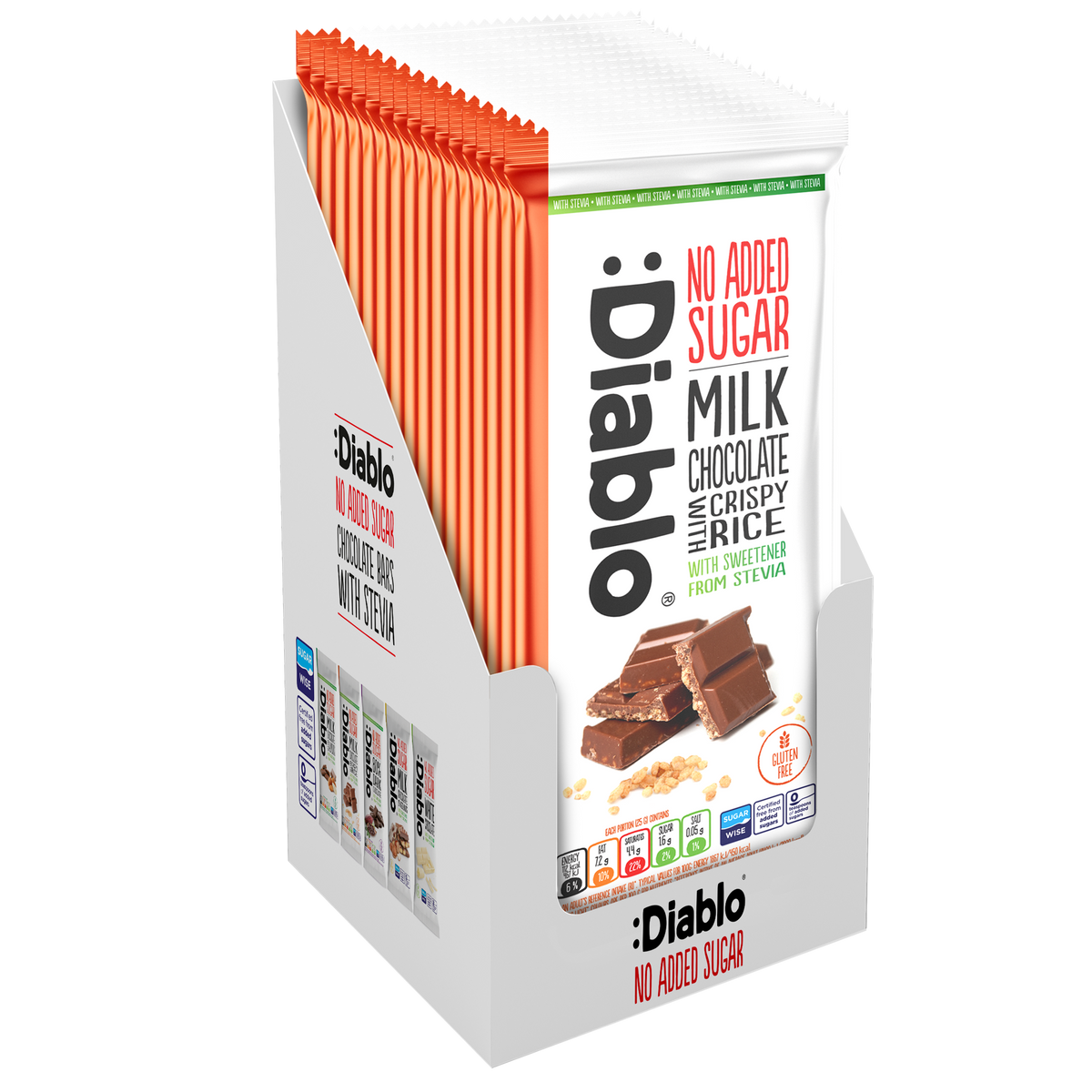 Milk Chocolate with Crispy Rice with Stevia (75g)