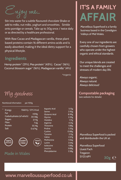 Nutrient pure - Plant-Based Protein Powder with Cacao & Vanilla
