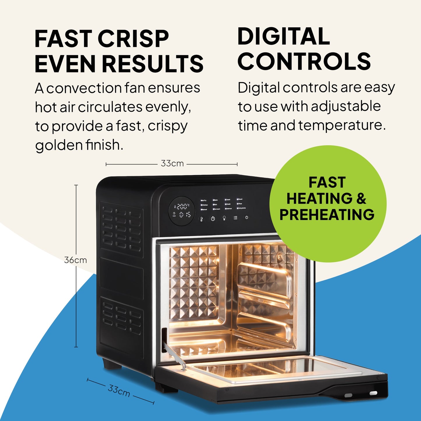 f66 Super Oven - 15L Digital Air Fryer Oven