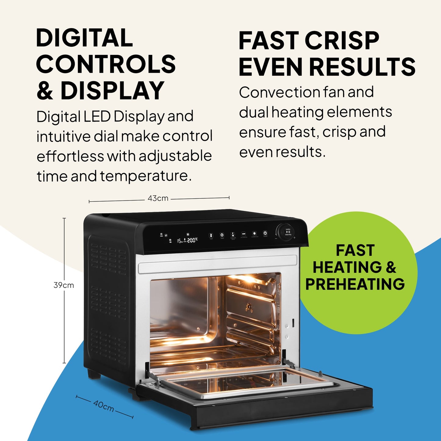 f77 Super Oven Pro - 30L Digital Air Fryer Oven