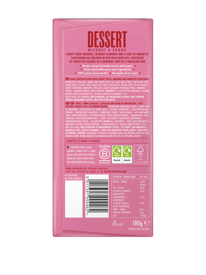 60% Dark Chocolate Bakewell with Cherry & Almond - Divine Chocolate - 180g