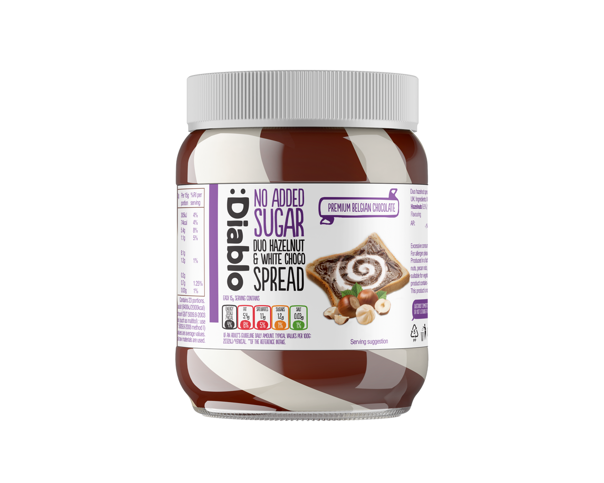 No Added Sugar White Chocolate and Hazelnut Duo Spread (350g)