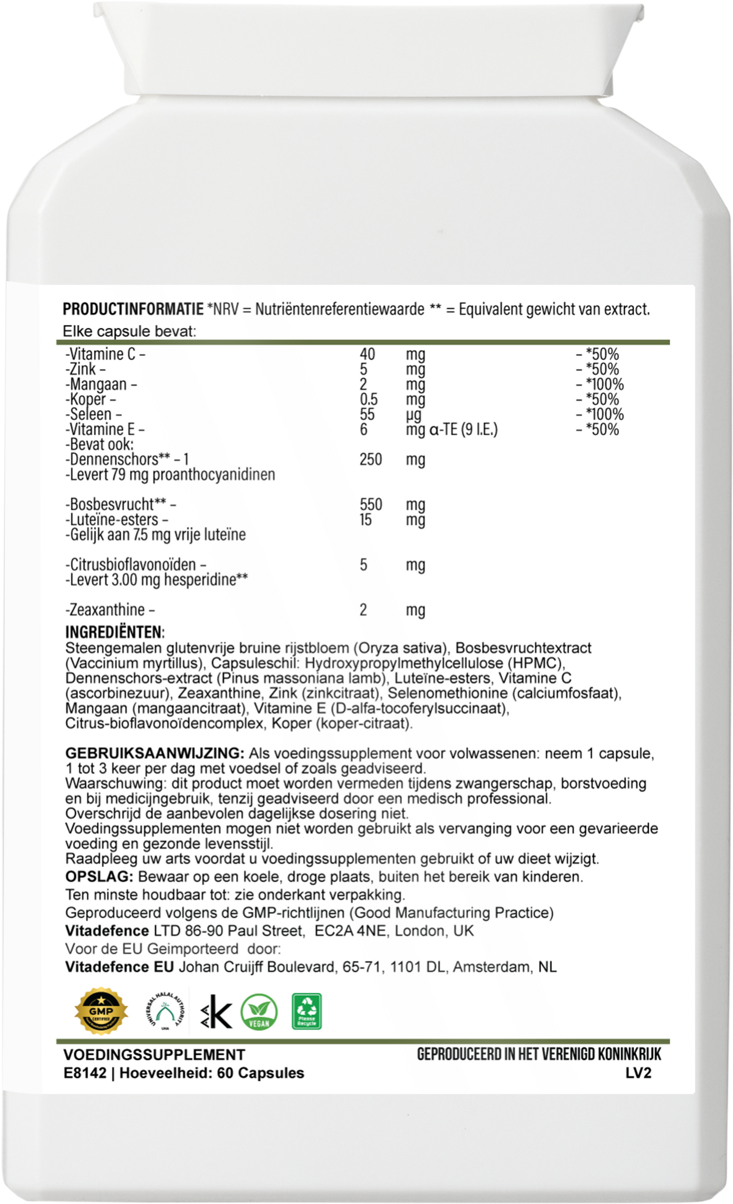 Bilberry Multi | With Pine Bark, Lutein, Zinc, Selenium & Vitamins – 60 Capsules